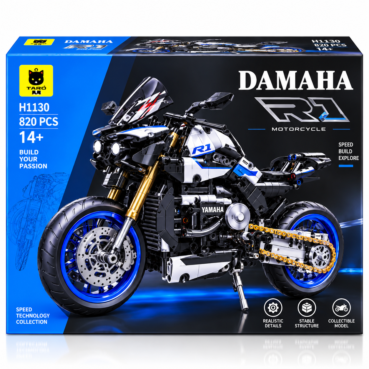 لگو ساختنی موتور DAMAHA R1 مدل H1130 بسته 820 قطعه