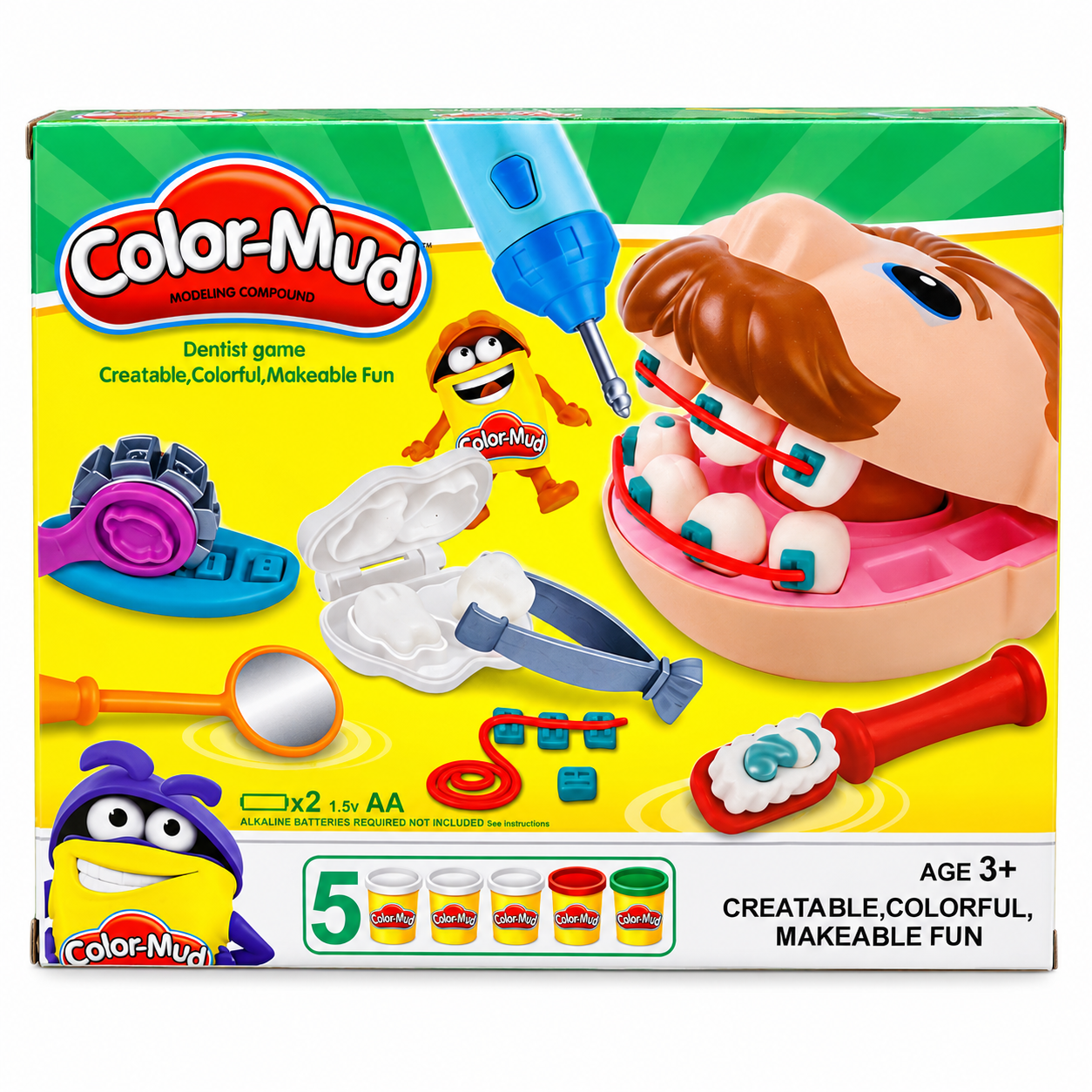 ست خمیربازی دندانپزشکی Color-Mud مدل Doctor Drill’n Fill با دریل و ابزار دندانپزشکی