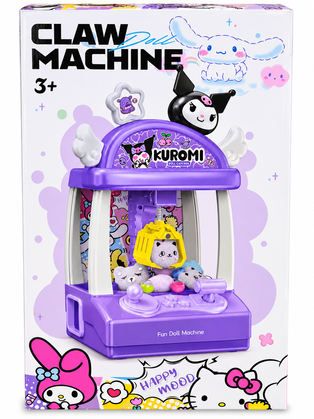 دستگاه پنجه‌ای عروسک شانسی بنفش طرح Kuromi مدل WW-1005