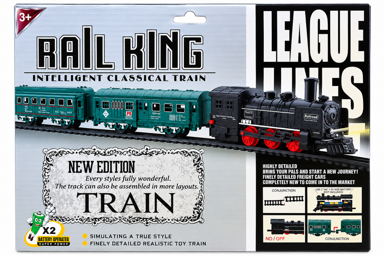 قطار اسباببازی کلاسیک ریلی Rail King مدل TL04 مجموعه ۱۳ تکه